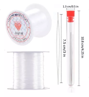 0.8mm Elastic Beading Thread Cord Set + 2 Needles For Bracelets & Jewelry Making • $8.40