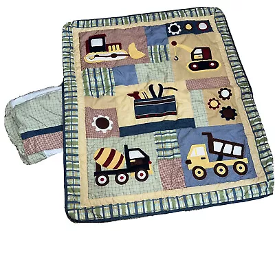 Geenny Baby Crib Quilt Set With Skirt Construction Trucks Tools Equipment 36x45 • $39.95