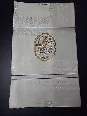 Vintage 12 White  PURE FLAX IRISH LINEN DOUBLE DAMASK Floral NAPKINS 22  Ireland • $297.50