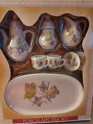  Porcelain Miniature Tea Set 8 Pieces Greenbriar Intl NEW IN BOX Butterfly  • $4