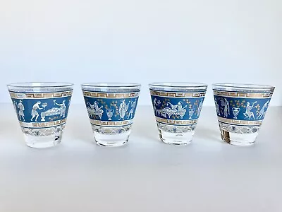 Vintage Mid Century Hellenic Greek Key Scenes Shooter Glasses (x4) Jeanette 2 Oz • $24.99