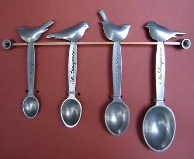 Set ~ 4 Beehive Handmade Pewter Measuring Spoons Love Birds W/copper Rack In Box • $99.46