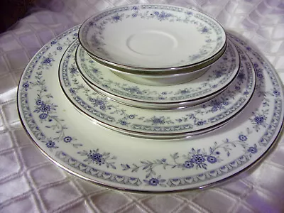 MINTON Bone China England  Bellemeade  [2]~ 4pc Place Setting Blue Floral NO CUP • $55