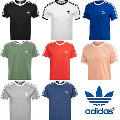 Adidas Originals 3 Stripes Cotton T-shirt Crew Neck Short Sleeve S-XXL • £13.99