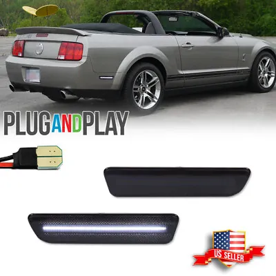 Smoke Rear Bumper Reflector Side Marker White LED Light For 2005-09 Ford Mustang • $19.99