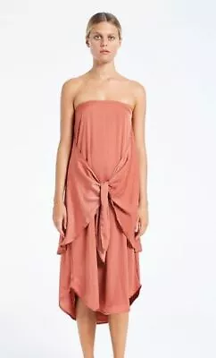 ZULU & ZEPHYR WENDY MAXI ROSE SATIN STRAPLESS MIDI TIE DRESS *NWT* M 12 Zimi • $49