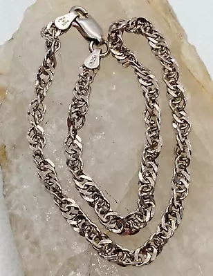 Vintage Milor 925 ITALY Sterling Silver Anklet 9'' Singapore 3.5mm Chain 4g • $14.99
