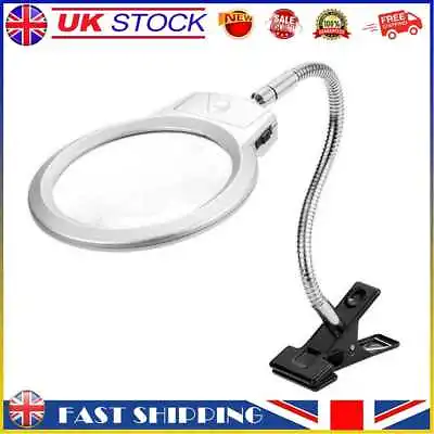 £12.79 • Buy Magnifier Clip-on Lighted Table Desk LED Clamp Lamp 2x 5x Magnifying Glass Hose 