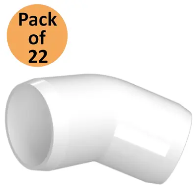 PVC FORTS 1/2 Inch 2 Way 45° Elbow PVC Fitting Connector White (Pack Of 22) • $12.99