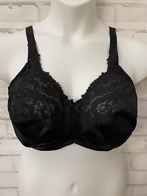 LILYETTE  Size 42DD Black 0428 Underwire Unlined Comfort Lace Minimizer Bra • £22.15