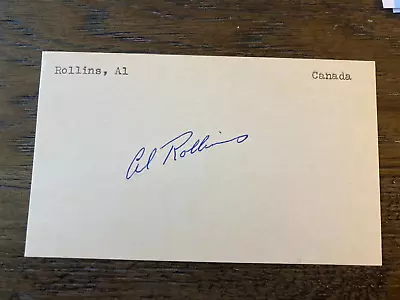 Elwin Al Rollins Blackhawks Maple Leafs Signed Autographed Hockey 3x5 Index Card • $249