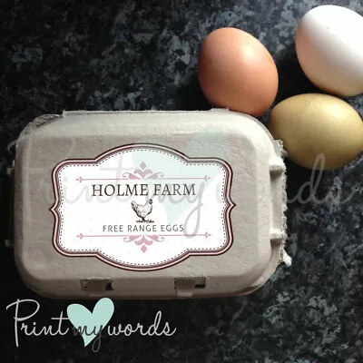 PERSONALISED VINTAGE POLKADOT EGG BOX LABELS X 12 Poultry Chicken Hen • £3