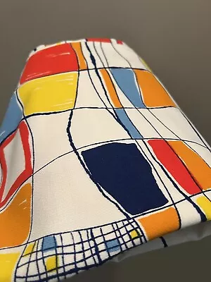 Vintage Mod Geometric Heavy Cotton Fabric 1 Yard Madmen Mid Century 45” Wide • $14