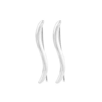 Sterling Silver Hollow Simple Wavy Vine Line Cuff Climber Crawler Earrings Gift • $9.37