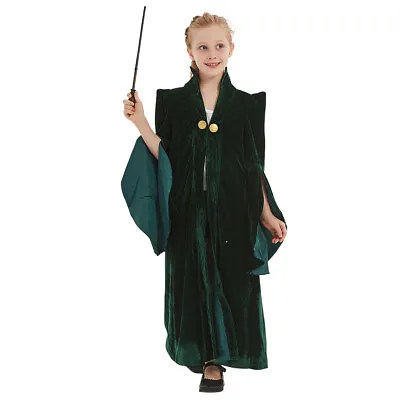 Minerva McGonagall Cosplay Costume Kids Children Robe Coat Halloween Outfit • $48.74