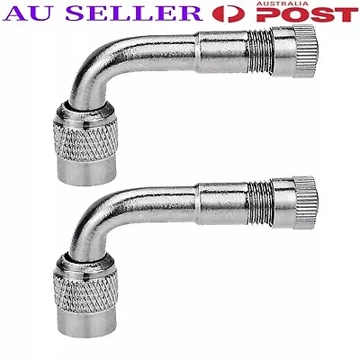 2X Car Motorbike Tyre Valve Extension Adaptor 90 Degree Angle Silver Nozzles • $8.85