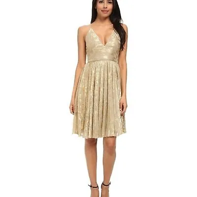 New Sam Edelman Russian Gold Romance Pleated Dress Size 8  • $35