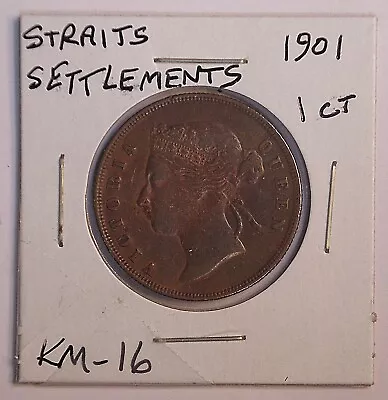 1901 Straits Settlements ONE CENT Coin KM-16 #12750 • $10