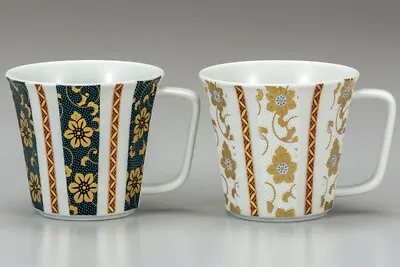 Pair Kutani Yaki Ware Mug Tea Coffee Cup Set Of 2 Tessen Pattern Dot • $506.63