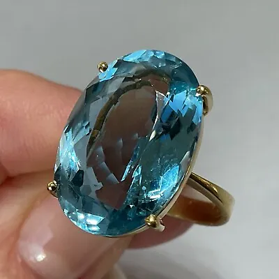 H. Stern Large Oval Blue Topaz Ring 18K Yellow Gold Lot 4 • $995
