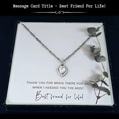 For My Best Friend| Glamorous AAA Heart CZ Pendant | Message Card Jewelry • $25.99