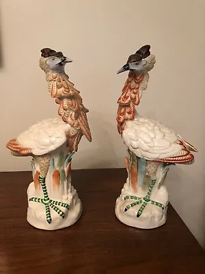 Vintage Mottahedeh Porcelain Exotic Bird Sculpture Figurine - Pair • $549