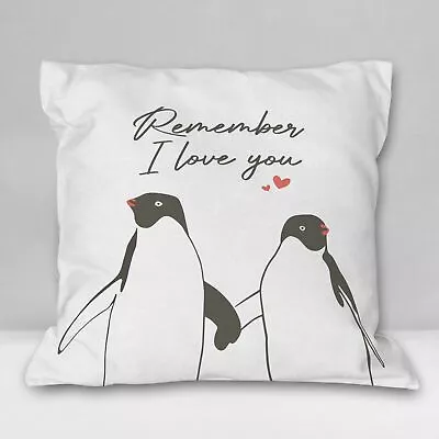 Cute Penguin Remember I Love You Soft Throw Pillow Cover Animal Penguin Deco... • $16.77