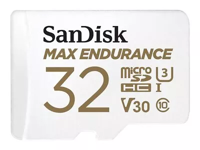 SanDisk MAX ENDURANCE 32 GB Class 10/UHS-I [U3] MicroSDHC - 1 Pack • $31.22