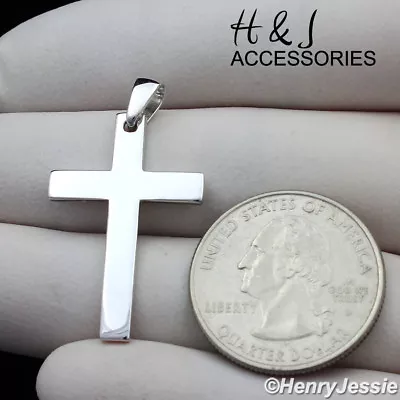 $20.99 • Buy Men Women 925 Sterling Silver Simple Plain Silver Cross Charm Pendant*asp194