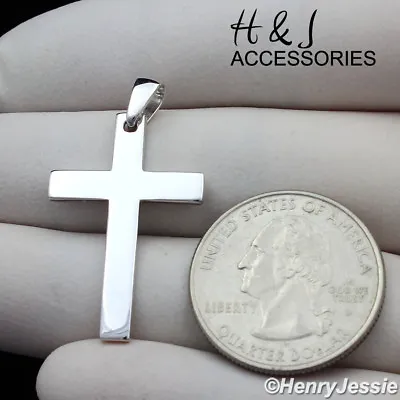 Men Women 925 Sterling Silver Simple Plain Silver Cross Charm Pendant*asp194 • $21.99