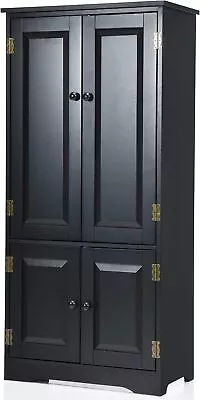 Black Tall Kitchen Living Room Pantry Cabinet Adjustable Shelves Storage Utility • $179.95