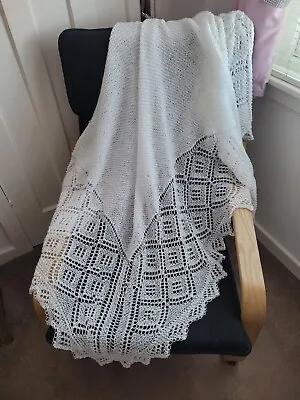£50 • Buy Hand Knitted Baby Shawl In 3ply