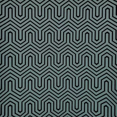 Navy Blue Teal Felt Flocking Geometric Velvet Labyrinth Flocked Wallpaper GM7502 • $4.07