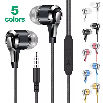 $6.45 • Buy 3.5mm Stereo Wired Earphones Headphones Headset Bass With Mic For IPhone Earbuds