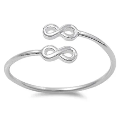 Sterling Silver 925 Infinity Open Knuckle Ring Double Love Knot Midi Ring  T100 • $16.99