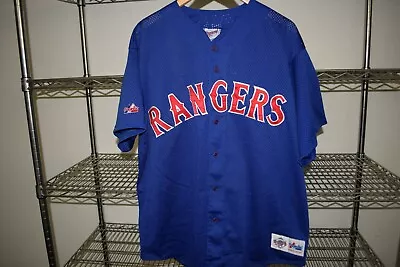 Texas Rangers Vtg Usa Made Mesh Jersey Majestic Men's XL • $24