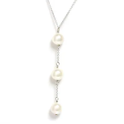 Akoya Pearl Y Necklace 14k Adjustable Chain Rose White And Yellow Gold • $180