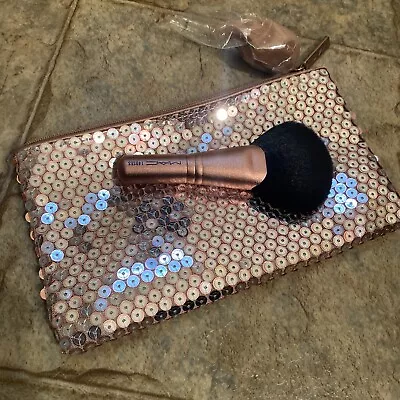 Limited Edition-MAC Cosmetics-Snow Ball Sequin Makeup Bag & Face Brush #140SES • $24.99