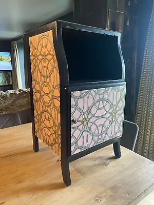 £135 • Buy Vintage Upcycled Lebus Cabinet Decoupage Storage Cupboard Pink Versace Wallpaper