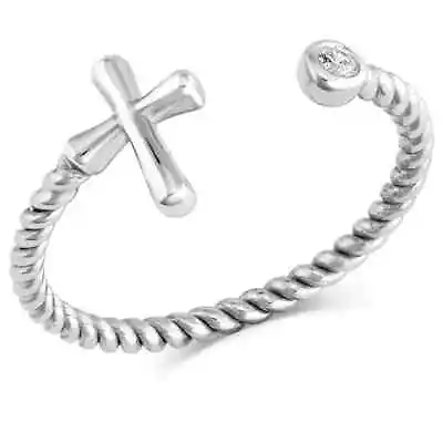 Montana Silversmiths 'FAITH ON FULL' RING W/ Cross & Crystal One Size Fits Most • $45