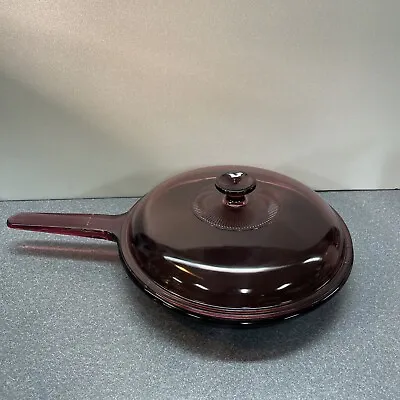 Vision Corning Ware Cranberry Teflon 10” Skillet Pyrex Glass Cookware With Lid • $27