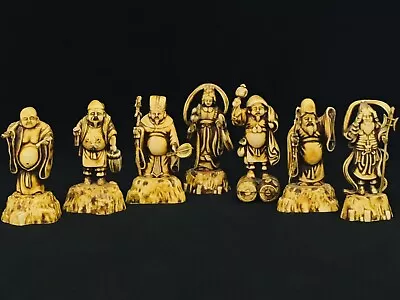 Japanese Seven Lucky Gods Figurines Celluloid Or Plastic 1900 1930 Vintage 7 • $495