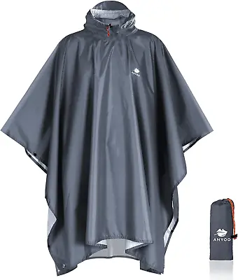 Anyoo Waterproof Rain Poncho Lightweight Reusable Hiking Hooded Coat Jacket For • $21.01