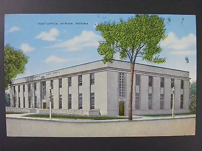 Marion Indiana IN US Post Office Vintage Color Linen Postcard 1946 • $5.10