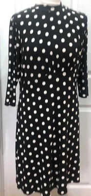 £12.99 • Buy Apricot Black & White Polka Dot Dress Size UK16/USA12/ EUR44/ Woman S Clothes 
