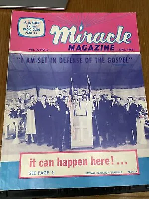 Miracle Magazine - June 1962 - A A Allen - Pentecostal Healing Evangelist • $49.99