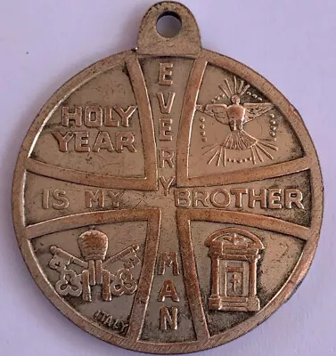 Holy Year Rome 1975 Catholic Round Pendant / Medal / Keychain Vatican 30mm Brass • $19.95