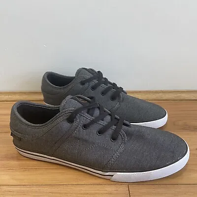 Kustom Mens Scooter Shoes Grey Chambray Lace Up Sneaker Size 9 • $39.95