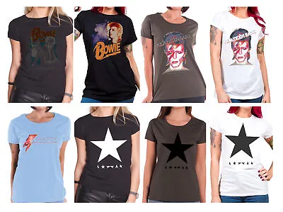 Official David Bowie T Shirt Womens Blackstar Aladdin Sane New Skinny Fit • $31.53