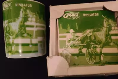 Nihilator Horse Meadowlands Pace Commemorative Ceramic Mug & Coaster Green NIB • $9.95